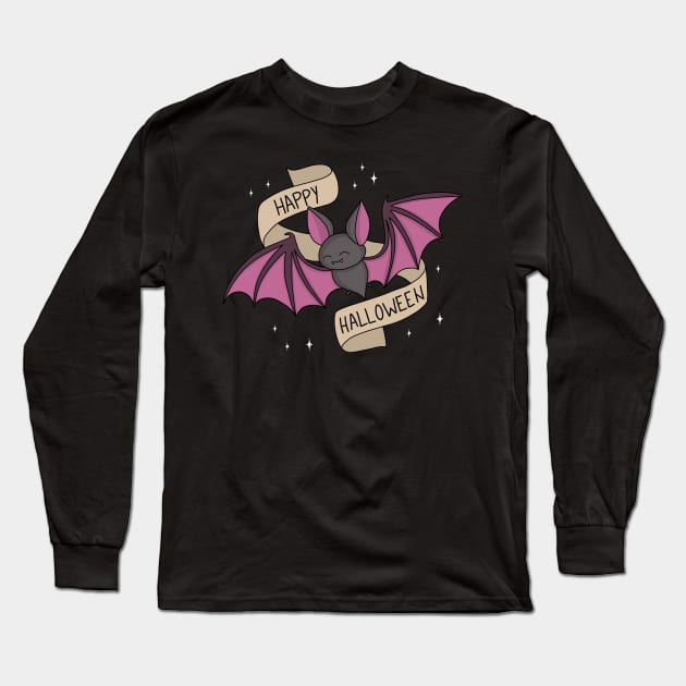 Cute Halloween Bat Long Sleeve T-Shirt by valentinahramov